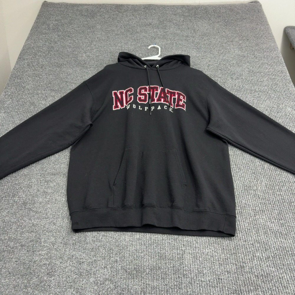 NC State Wolfpack Champion Hoodie Mens XL Black Cotton Blend Embroidered Sporty